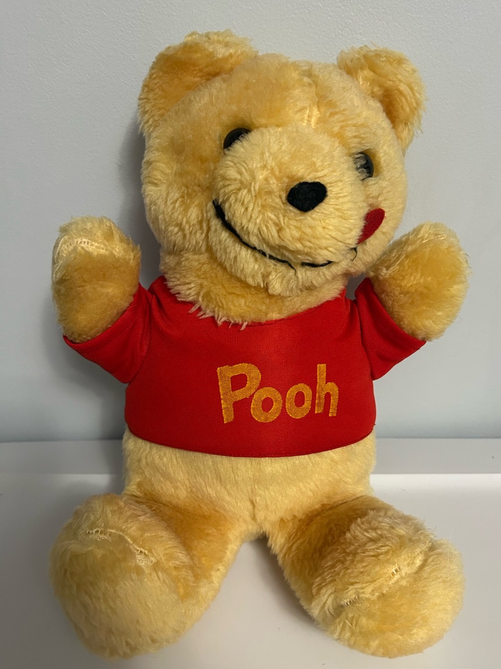Vintage Classic Rare Sears Pooh Plush Toy in Yellow and Red